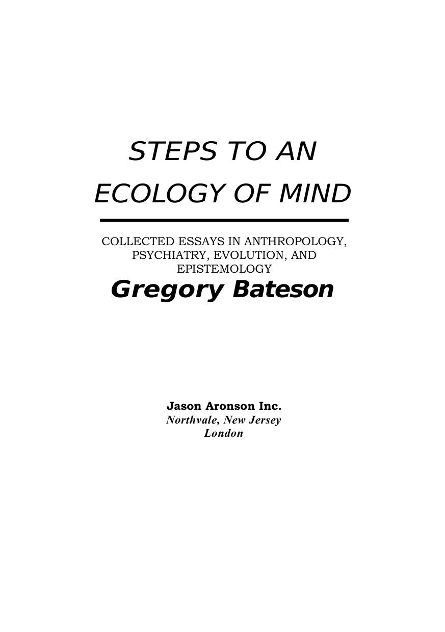 Steps to an Ecology of Mind