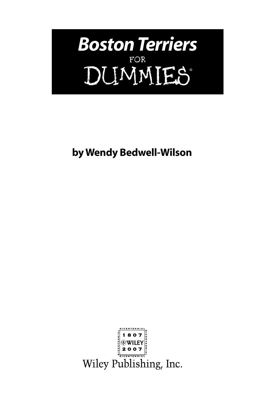 Boston Terriers for Dummies - Wendy Bedwell-Wilson