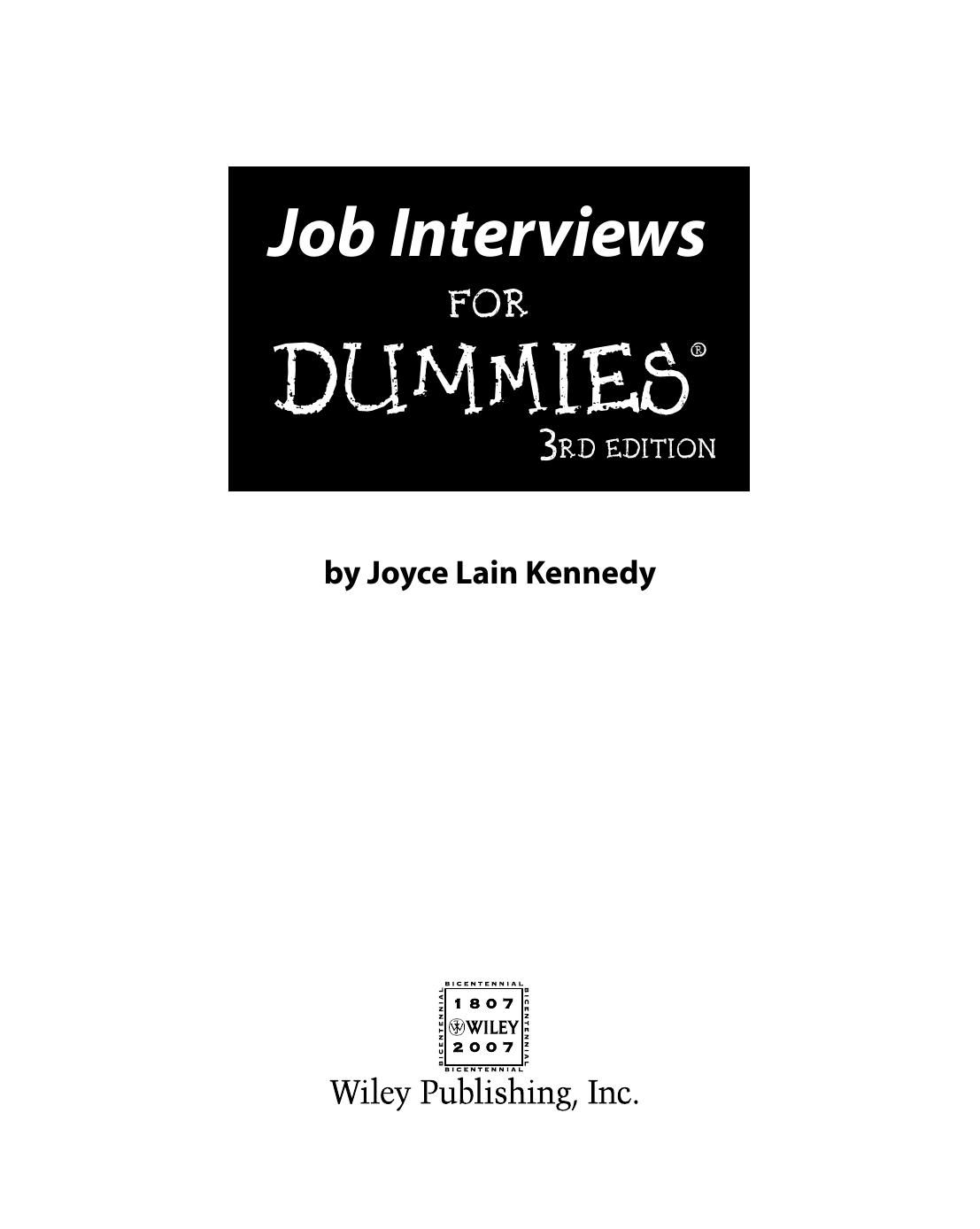 Job Interviews for Dummies - Joyce Lain Kennedy