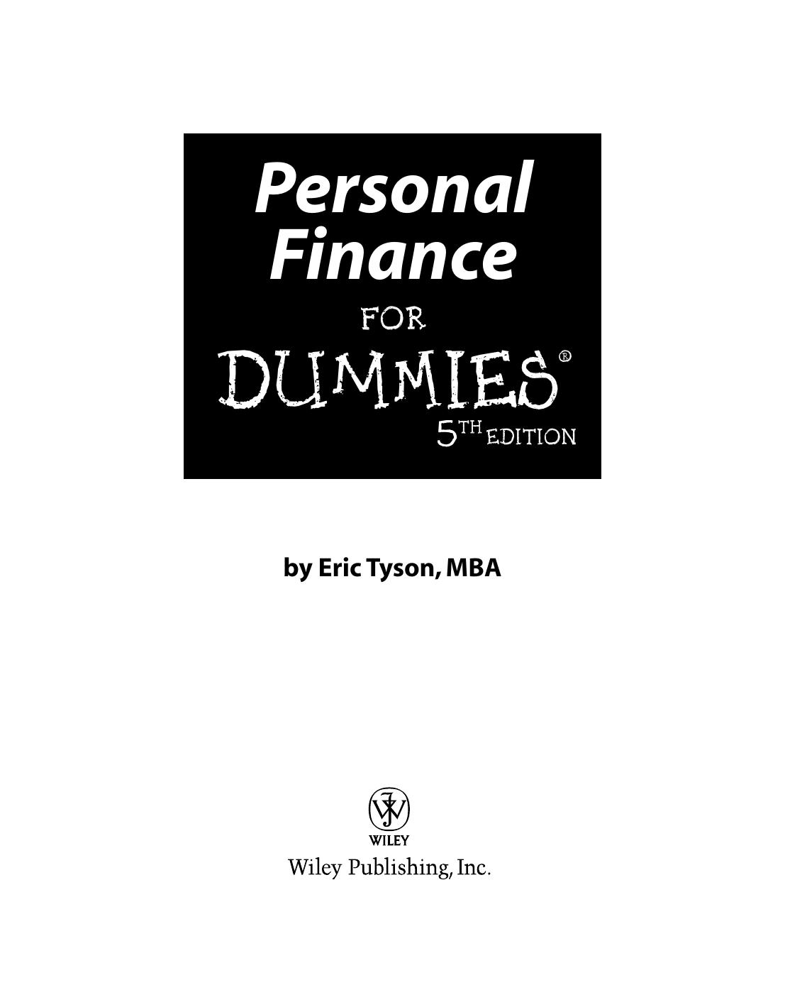 Personal Finance for Dummies(r) - Eric Tyson