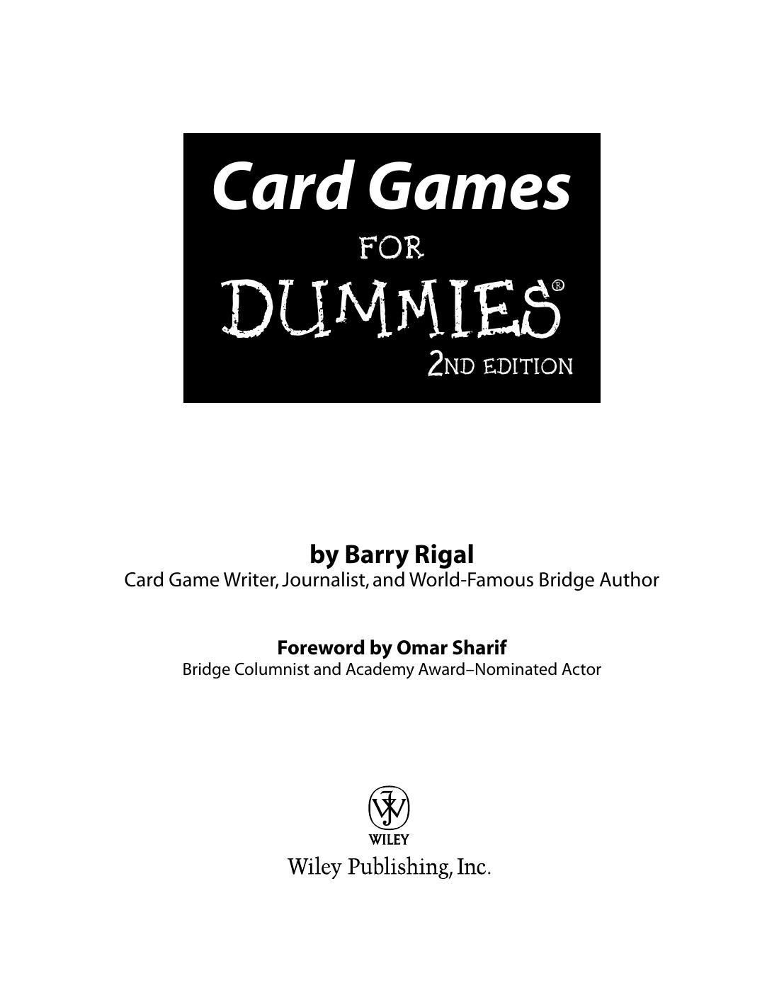 Card Games for Dummies - Barry Rigal