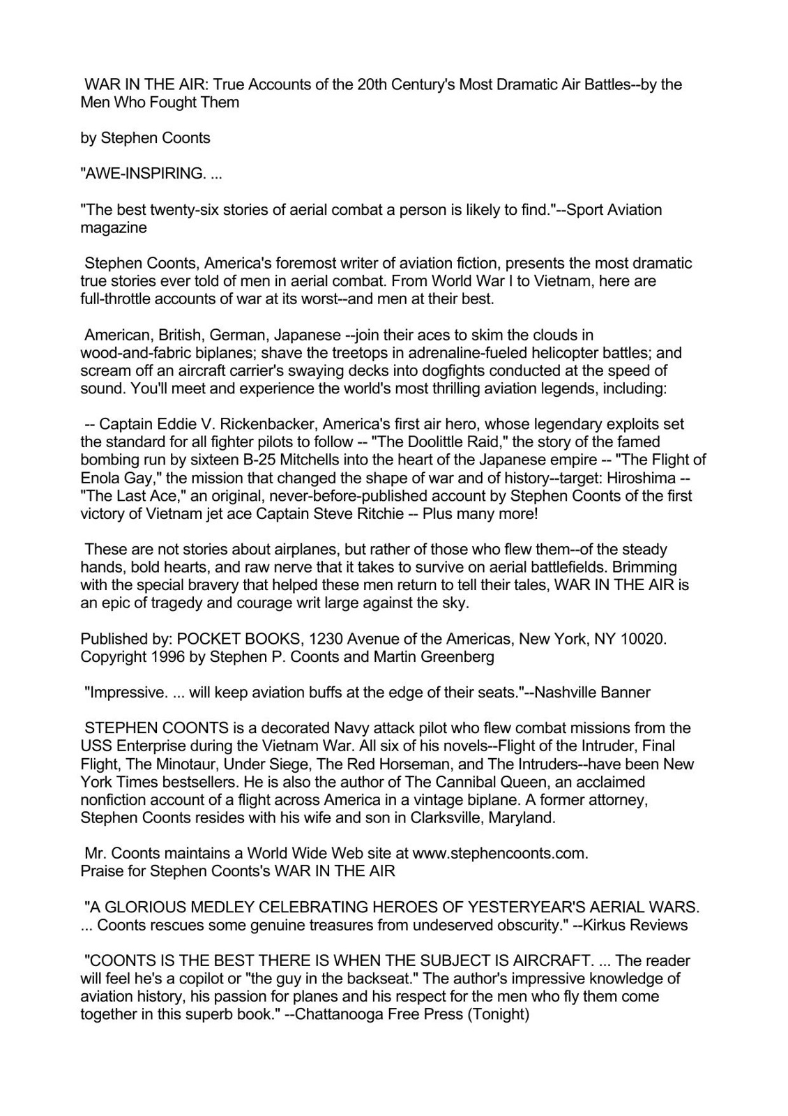 Stephen Coonts - 1996