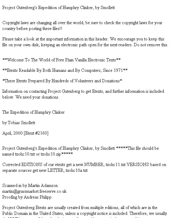 The Expedition of Humphry Clinker