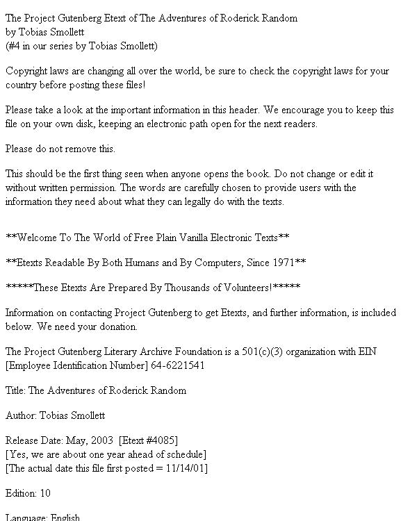 The Adventures of Roderick Random