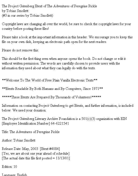 The Adventures of Peregrine Pickle