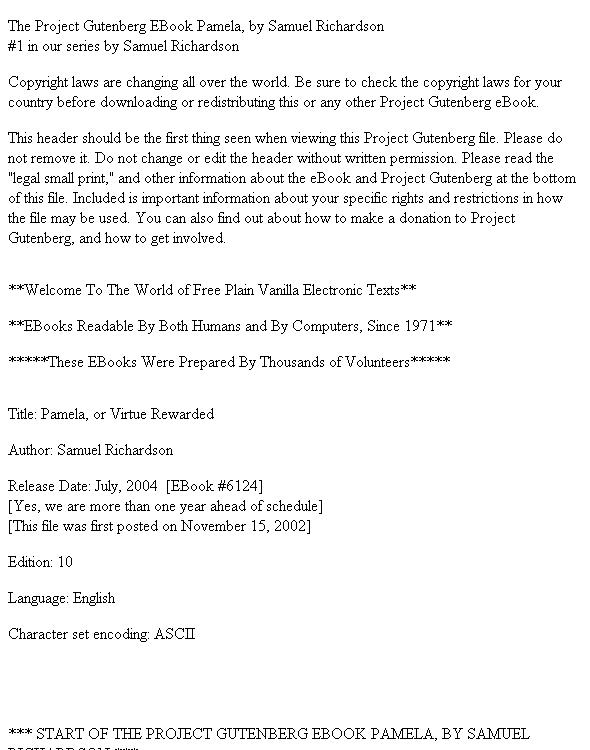 Pamela, or Virtue Rewarded