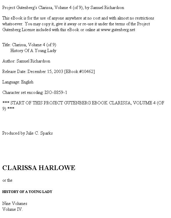 Clarissa Harlowe; or the history of a young lady — Volume 4