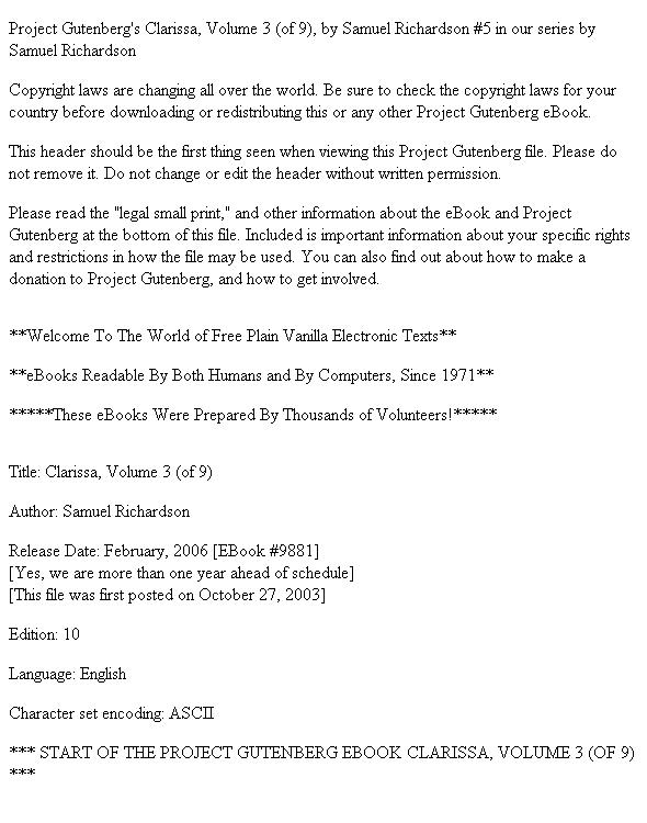 Clarissa Harlowe; or the history of a young lady — Volume 3