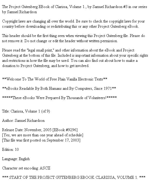 Clarissa Harlowe; or the history of a young lady — Volume 1