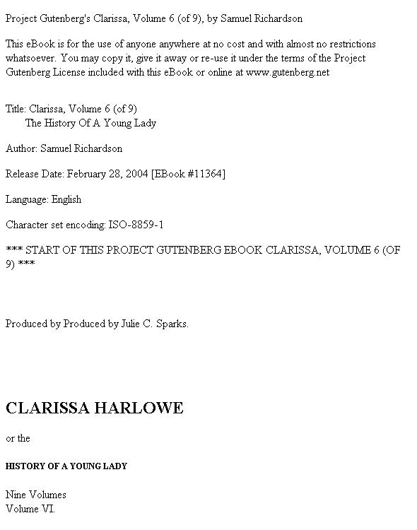 Clarissa Harlowe; or the history of a young lady — Volume 6