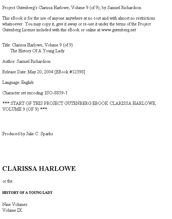 Clarissa Harlowe; or the history of a young lady — Volume 9