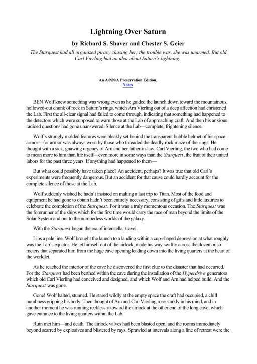 Lightning Over Saturn