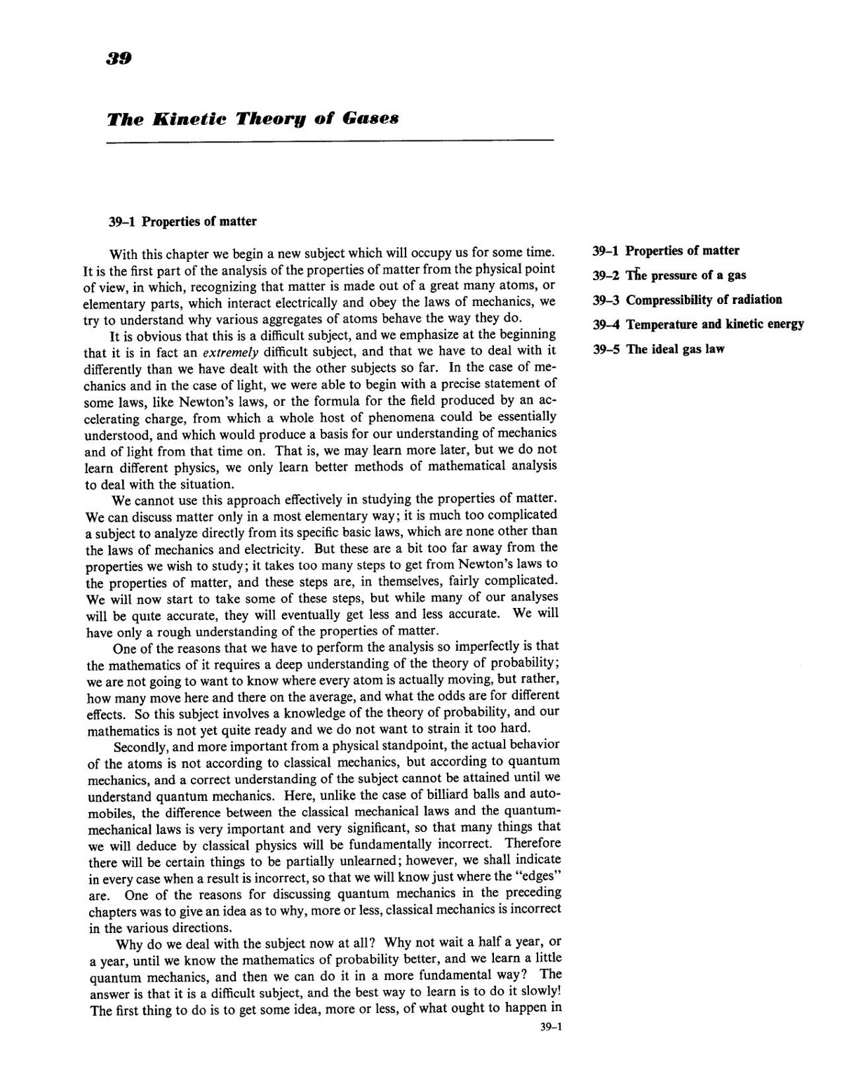 Feynman Lectures on Physics Volume 1 Chapter 39