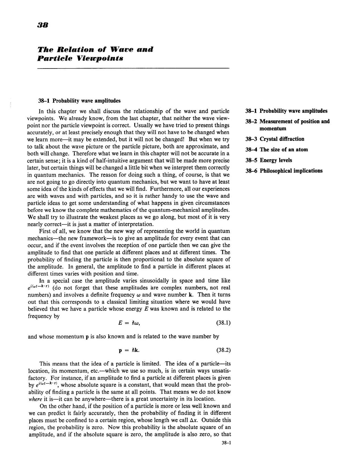 Feynman Lectures on Physics Volume 1 Chapter 38