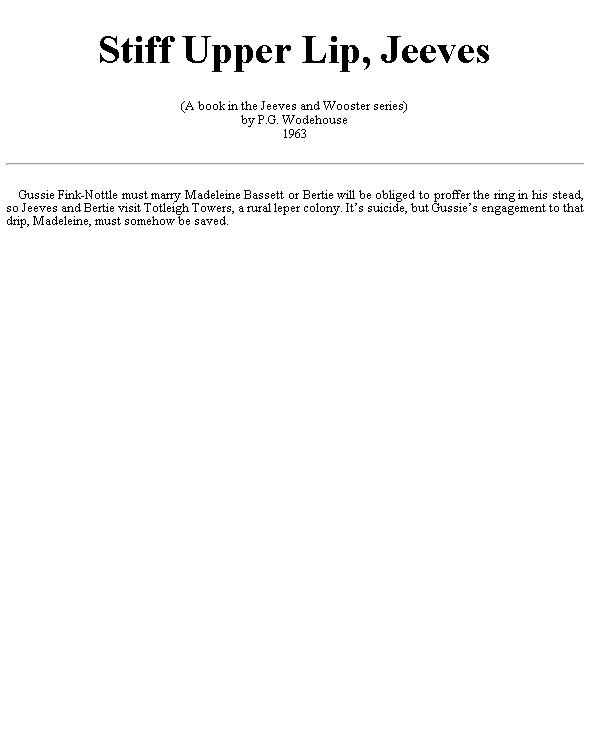 J&W (1963) - Stiff Upper Lip, Jeeves