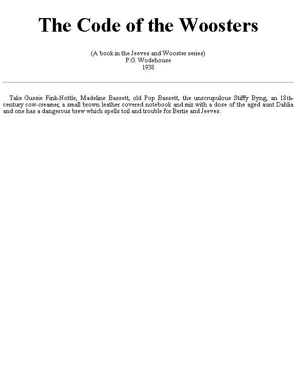 J&W (1938) - The Code of the Woosters