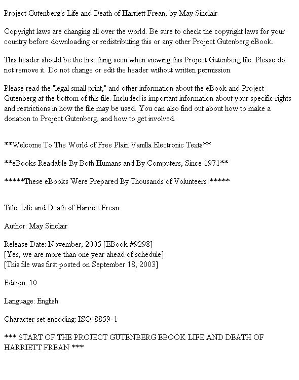 Life and Death of Harriett Frean