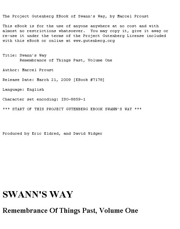 In Search of Lost Time 1 - Swann's Way