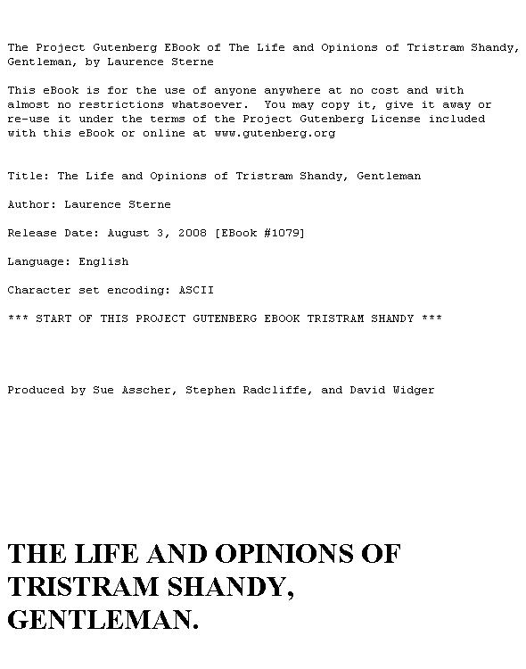 The Life and Opinions of Tristram Shandy, Gentleman