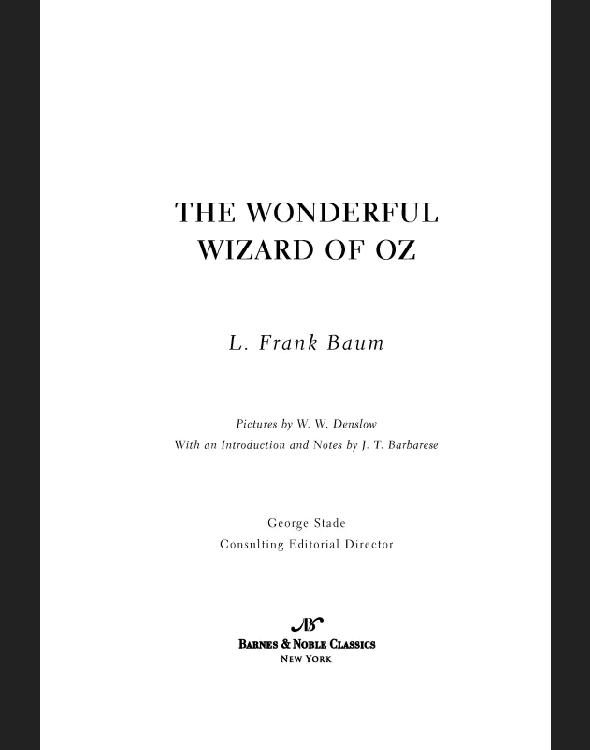 Wonderful Wizard of Oz (Barnes & Noble Classics Series)