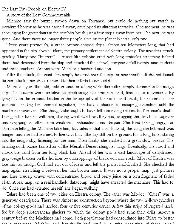 Worlds Apart The Last Two People on Electra IV