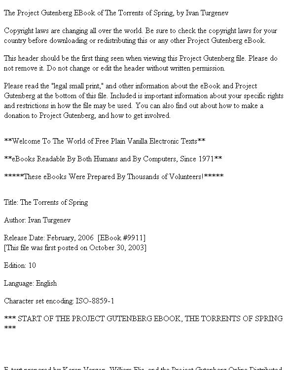 The Torrents of Spring