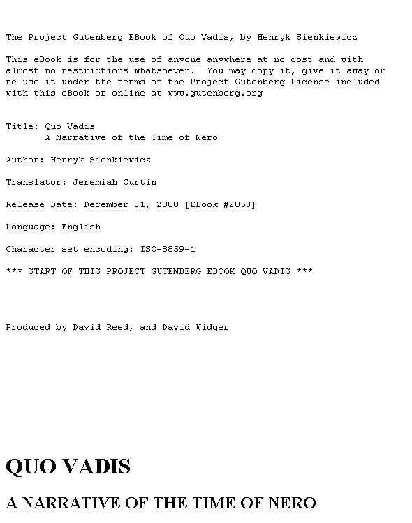 Quo Vadis: a narrative of the time of Nero