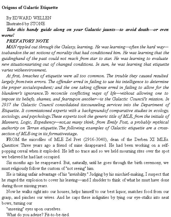 Origons of Galactic Etiquette