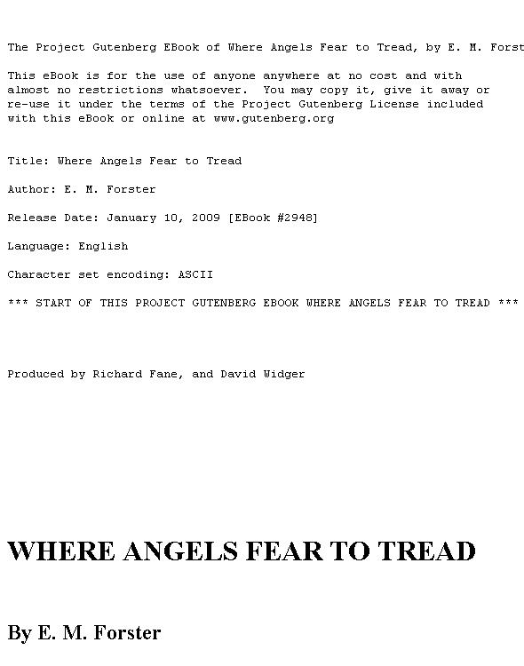 Where Angels Fear to Tread