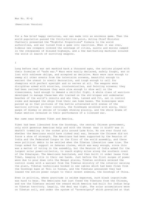 [Instrumentality Of Mankind] War No 81-Q Rewritten Version