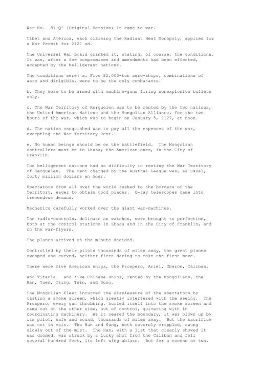 War No 81-Q Original Version