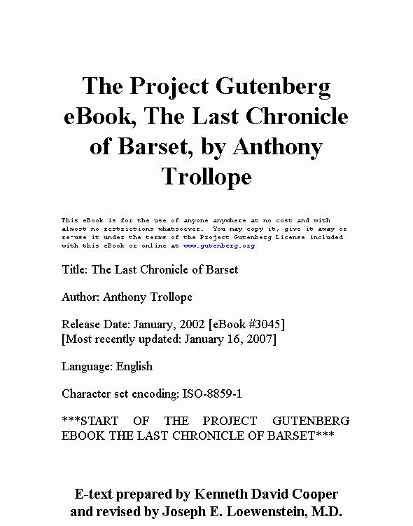 The Last Chronicle of Barset