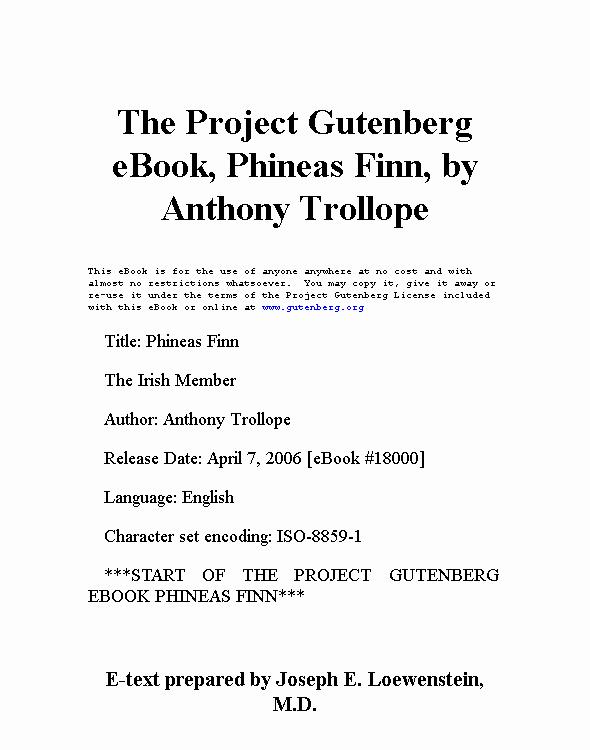 Phineas Finn The Irish Member